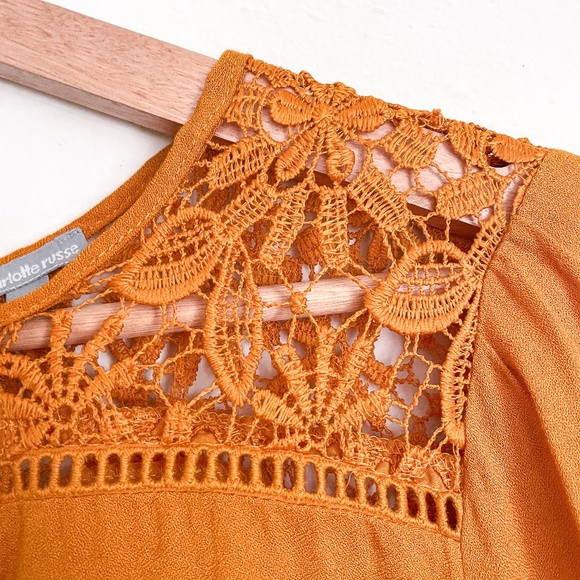 Charlotte Russe Flowy Sleeves Womens Floral Crop Top With Open Back Size M - Picture 7 of 9